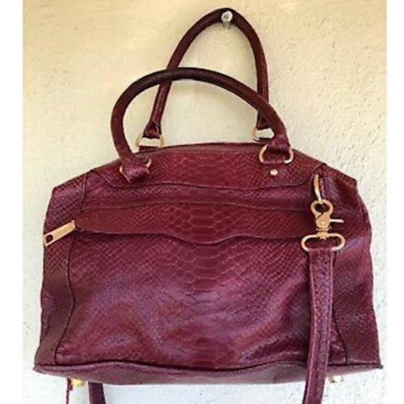 Rebecca Minkoff Handbags - Rebecca Minkoff MAB snake embossed leather maroon messenger/bag Sz Large